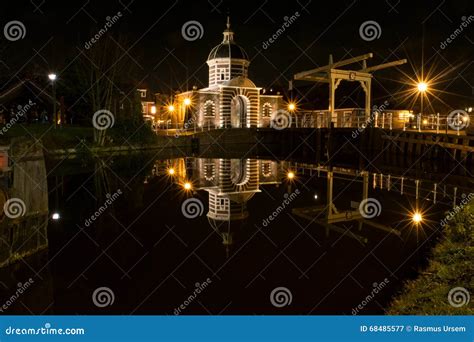 Leiden West Gate and Bridge Night Reflection Stock Image - Image of travel, outdoors: 68485577