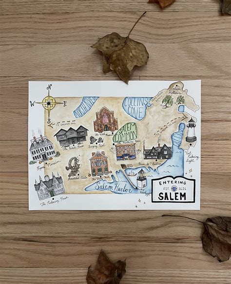 Salem map of the Witch City - Etsy