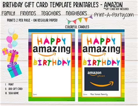 Amazon Birthday Gift Card Printable - Dress Up Your Amazon Gift Card ...