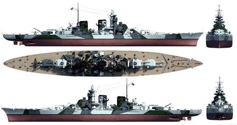 Graphic of the H-39 class battleship - Germany's planned successor to the Bismarck class. [4054 ...