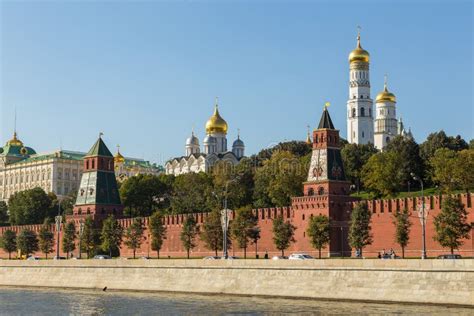 View of the Kremlin Walls with Towers and the Grand Kremlin Palace ...