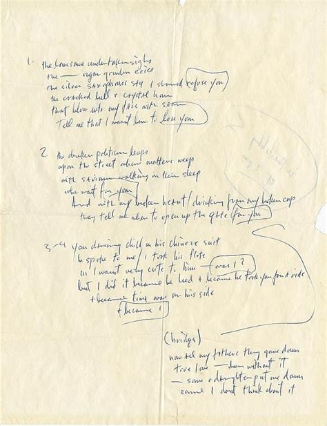 Bob Dylan handwritten lyrics for "I Want You" from his "Blon