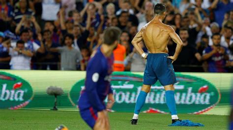 Cristiano Ronaldo mocks Lionel Messi with shirt celebration at Camp Nou ...