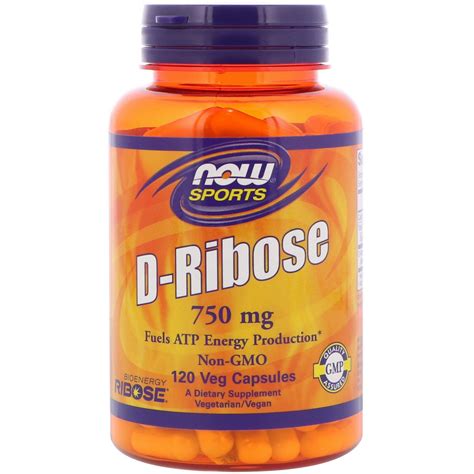 Now Foods, Sports, D-Ribose, 750 mg, 120 Veg Capsules - iHerb