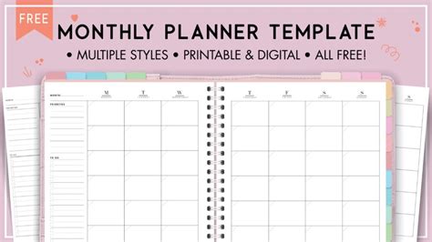 Free Printable Monthly Planner Template - World of Printables