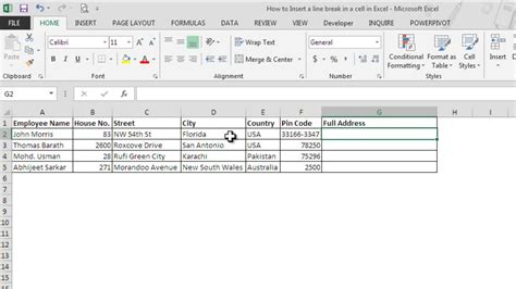 How to insert a line break in the same cell in Excel - YouTube