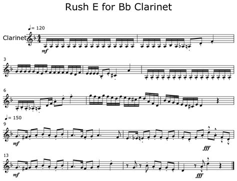 Rush E for Bb Clarinet - Sheet music for Clarinet