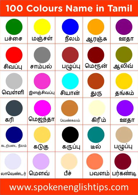 100 Colours Name In Tamil | தமிழில் 100 நிறங்களின் பெயர் ( August 2024)