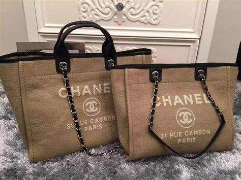 Large/Medium Beige Deauville Canvas Chanel Tote Bags - For Sale ...