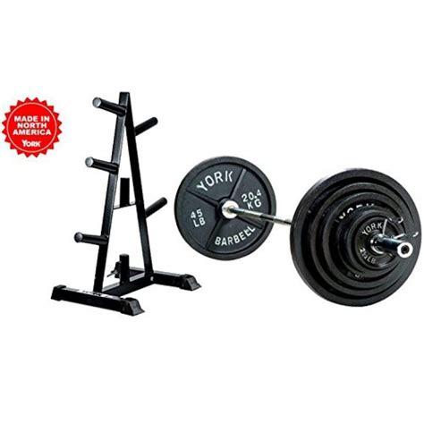 300lb Olympic Weight Set (300 lb Weight Set Includes Bar and Weight Tree with Weights ...