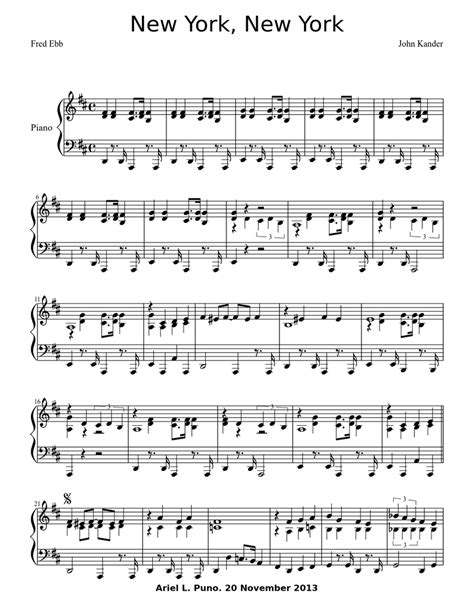 New York, New York Sheet music for Piano (Solo) | Musescore.com