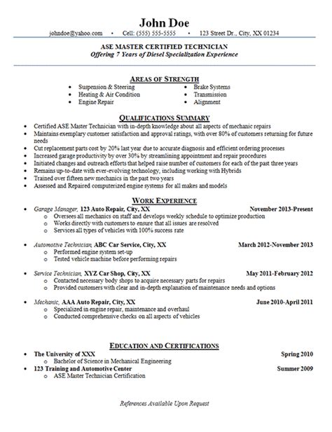 Automotive Technician Resume Examples - Auto Mechanic