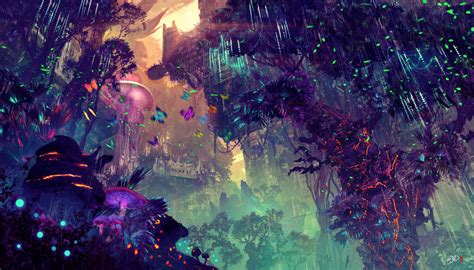 Glowing Forest Colorful Digital Drawing 4k, HD Artist, 4k Wallpapers, Images, Backgrounds ...