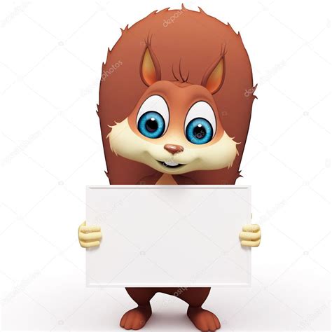 Illustration of funny squirrel with sign Stock Photo by ©pixologic 22792886