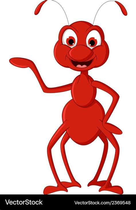 Red ant cartoon presenting Royalty Free Vector Image