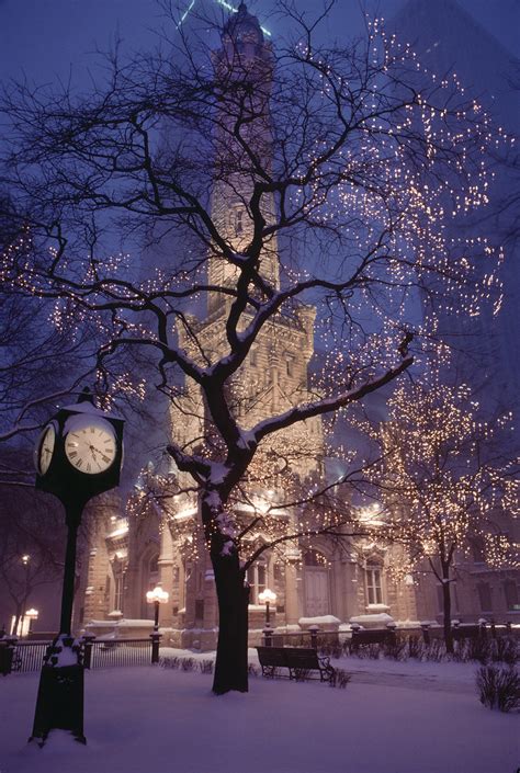 Chicago in Snow | Historic Water Tower Park, Chicago, 1989. … | Flickr