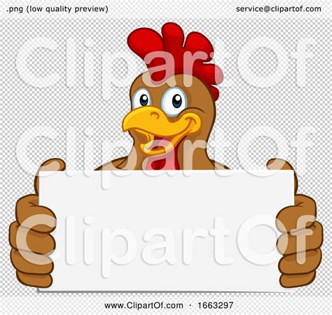 Chicken Rooster Cockerel Holding Sign Cartoon by AtStockIllustration ...