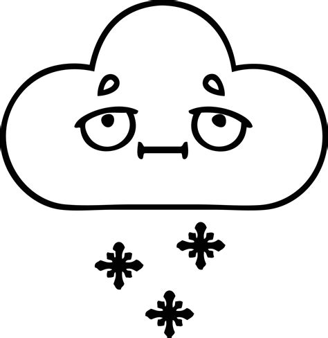 line drawing cartoon storm snow cloud 8809331 Vector Art at Vecteezy