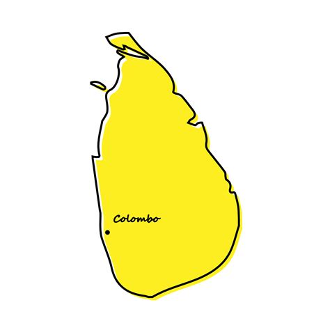 Simple outline map of Sri Lanka with capital location 21854862 Vector Art at Vecteezy