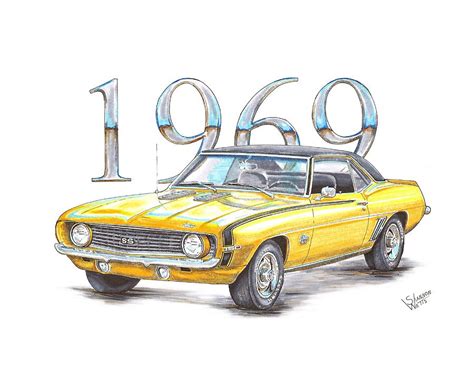 1969 Chevrolet Camaro Super Sport Drawing by Shannon Watts