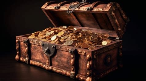 Premium AI Image | Vintage treasure chest full of gold coins