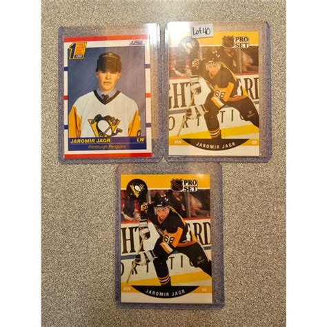 Three Jaromir Jagr rookie cards