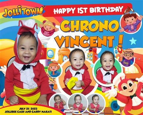 4x5 Happy 1st Birthday Chrono Vincent Jollibee Jollitown Theme Party copy 2