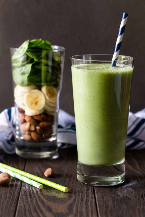 This easy Banana Spinach Protein Smoothie is a delicious green smoothie with three times the ...