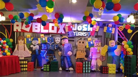 Roblox theme, Josh @7 l balloon decor l how to make column, cake ark, garland - YouTube