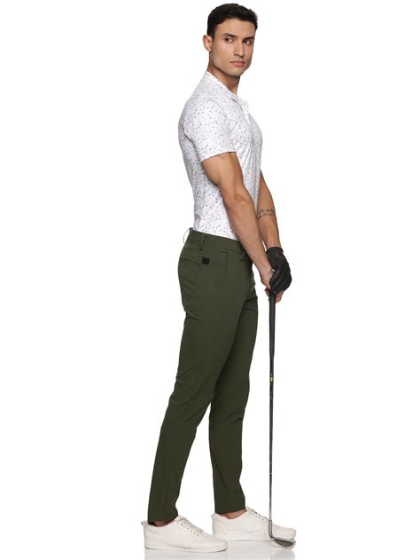 Men's Active Golf Trousers- Olive Green (Flexi Waist) - styzen.in