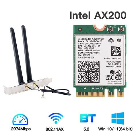 2400Mbps-Intel-AX200-Dual-Band-Wi-Fi-6-Wireless-Card-Desktop-Kit ...