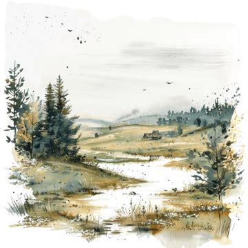 Rustic Summer Landscape, Oil Paint, Acryl, Crayon PNG Transparent Image ...