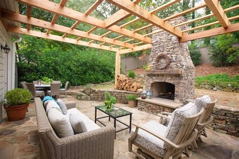 40 Best Patio Designs with Pergola and Fireplace - Covered Outdoor Living Space Ideas