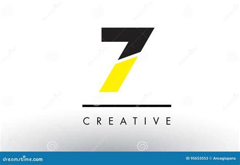 7 Black and Yellow Number Logo Design. Stock Vector - Illustration of sign, digit: 95653553