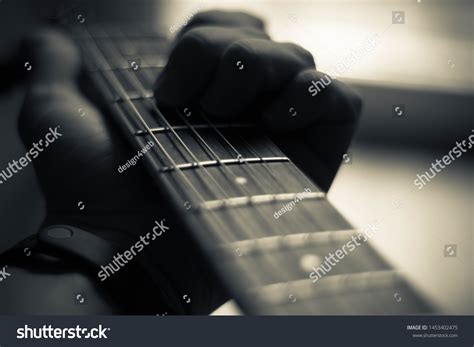 Guitarist Jamming Acoustic Guitar Closeup Black Stock Photo 1453402475 ...