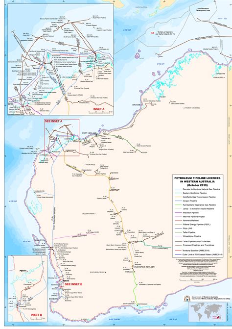 WA Petroleum Pipeline Licences Large Wall Map - Mapworld