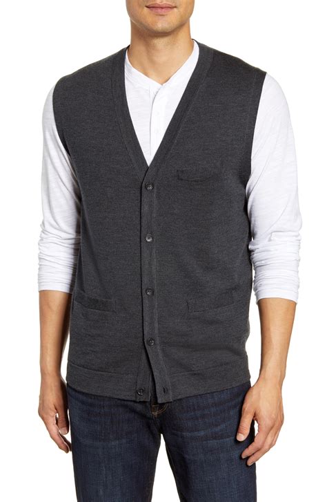 Nordstrom Wool Merino Button Front Sweater Vest in Gray for Men - Lyst