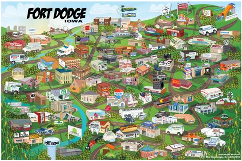 Cartoon Map of Fort Dodge Iowa by Kiracatures on DeviantArt