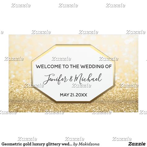 Geometric gold luxury glittery wedding banner | Zazzle.com | Glittery ...