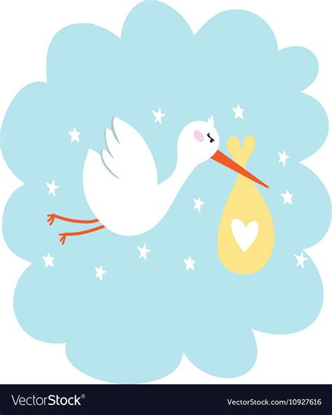 Stork with baby Royalty Free Vector Image - VectorStock