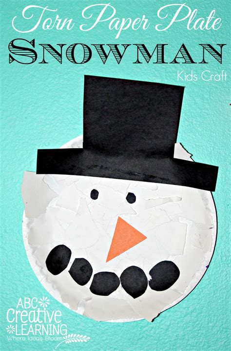 Torn Paper Plate Snowman Kids Craft - Simply Today Life