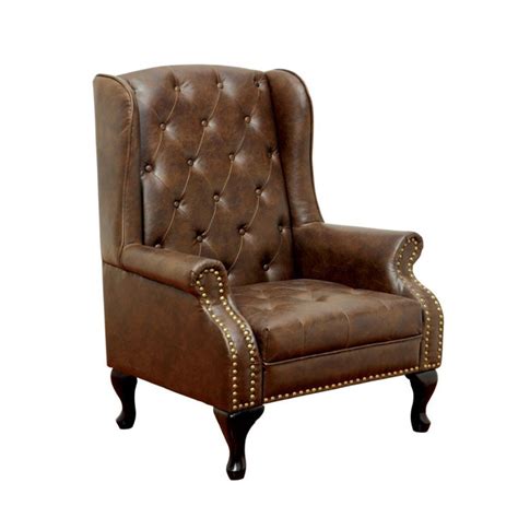 Bowery Hill Faux Leather Tufted Accent Chair in Brown - Walmart.com - Walmart.com