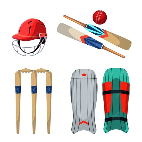 Premium Vector | Cricket equipment illustrations set, protective helmet ...