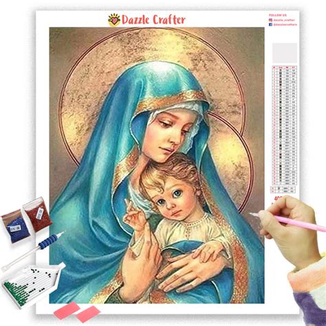 MOTHER MARY WITH JESUS Diamond Painting Kit – DAZZLE CRAFTER