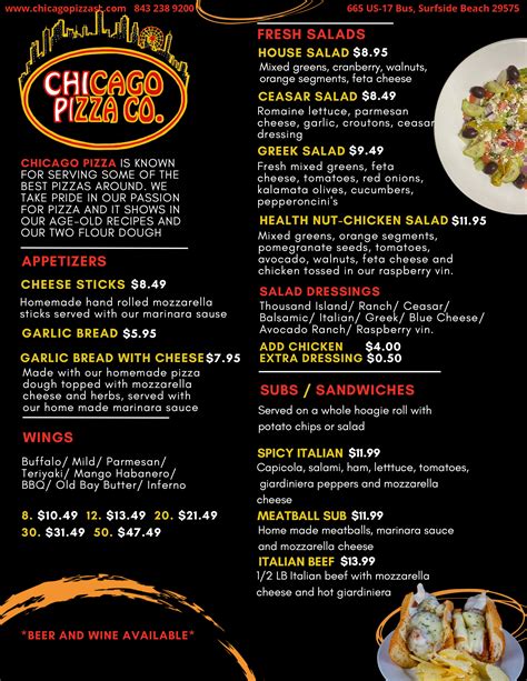 Our Menu – Chicago Pizza Surfside Beach