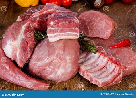 Raw pork meat stock image. Image of ingredient, closeup - 129416063