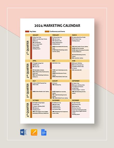 Marketing Calendar Template - 30+ Excel, PDF Documents Download