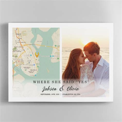 Custom Map Print, Customizable Text And Photo Canvas