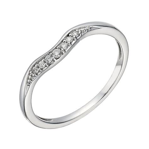 18ct White Gold Diamond Set Shaped Ring- Ernest Jones | Diamond wedding ...