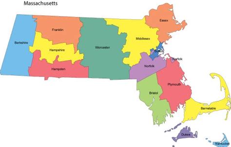 Massachusetts Map with Counties